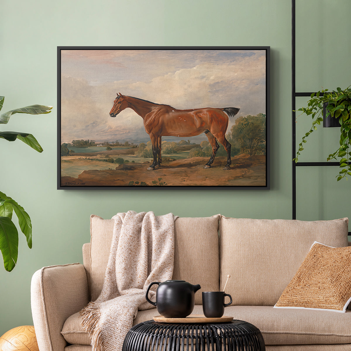 A Hunter in a Landscape, c. 1810 - Floater Framed Canvas Print