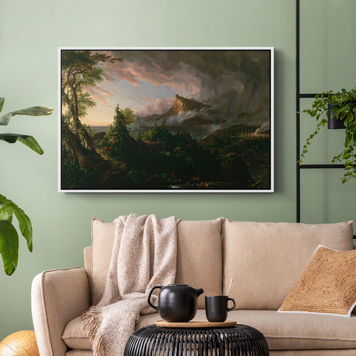 The Course of Empire: The Savage State, 1834 - Floater Framed Canvas Print
