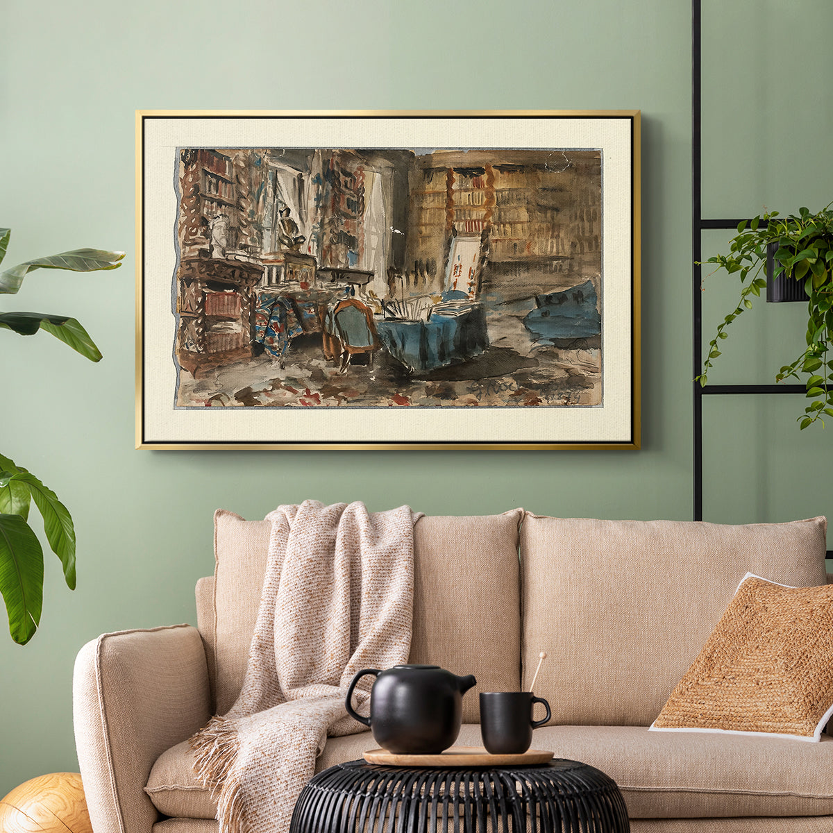 Cabinet de Flaubert à Croisset, 1874 - Floater Framed Canvas Print