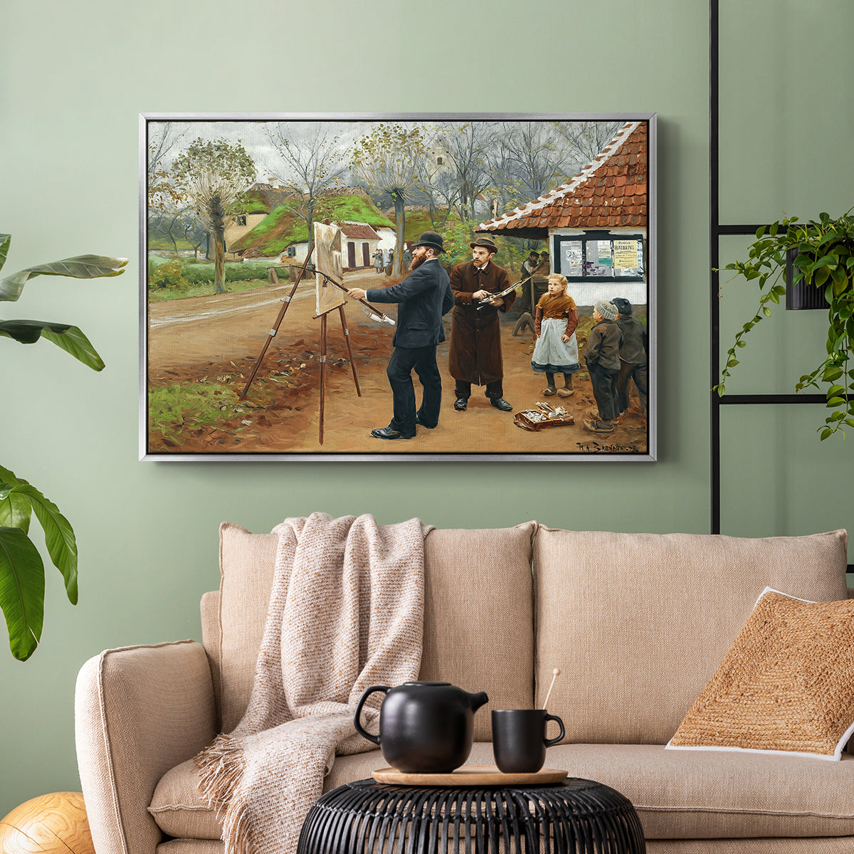 L. A. Ring Painting near Aasum Smithy, 1893 - Floater Framed Canvas Print