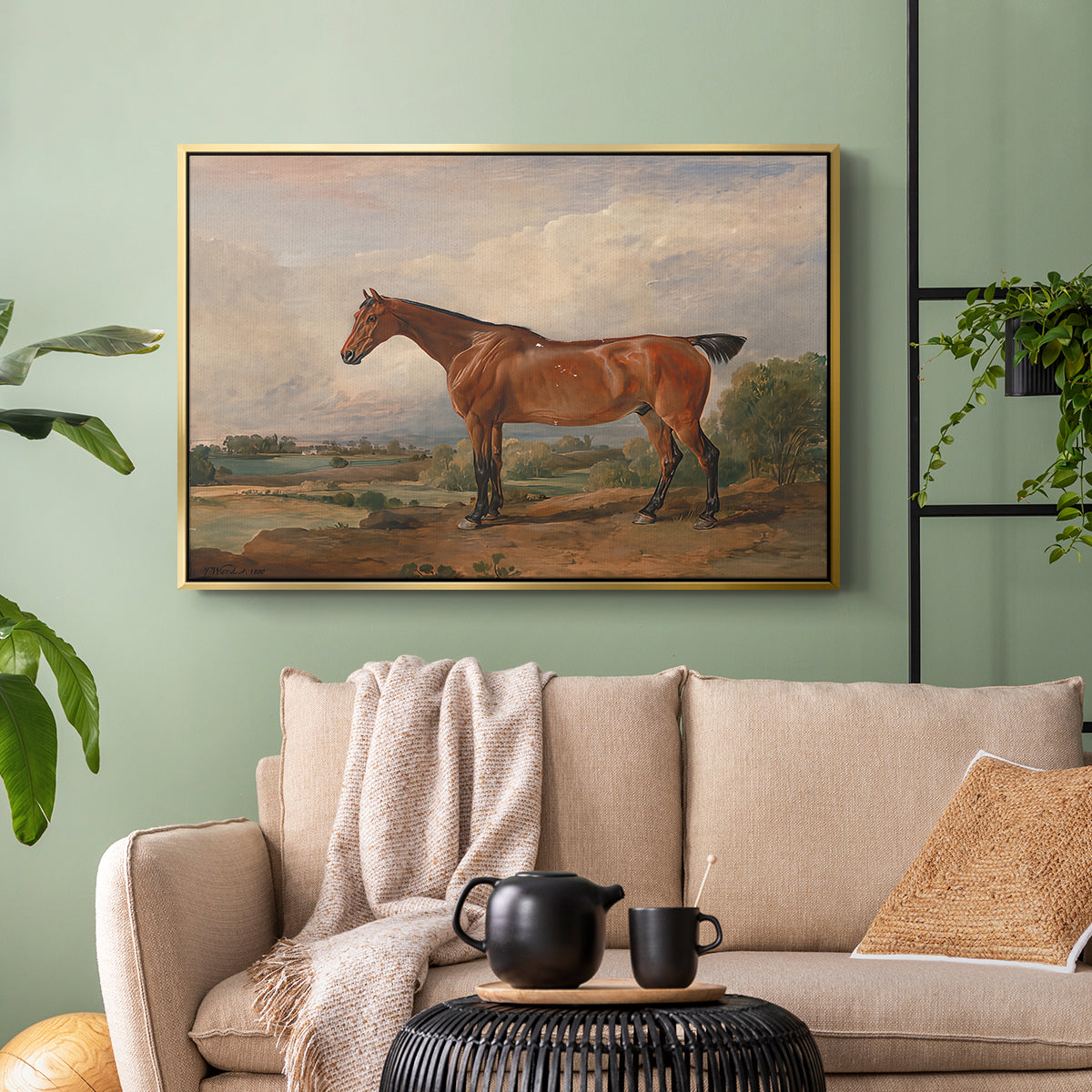 A Hunter in a Landscape, c. 1810 - Floater Framed Canvas Print