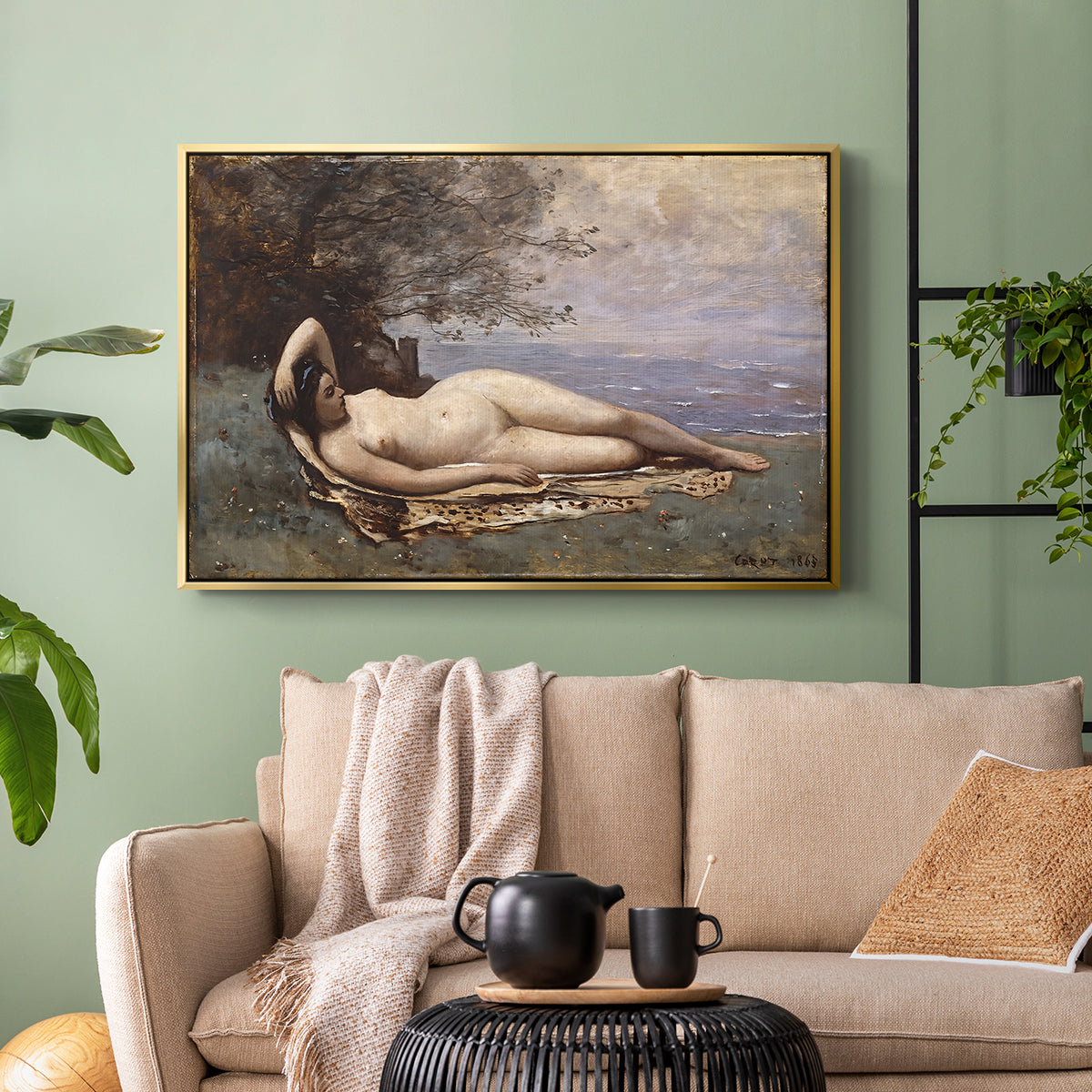 Bacchante by the Sea, 1865 - Floater Framed Canvas Print