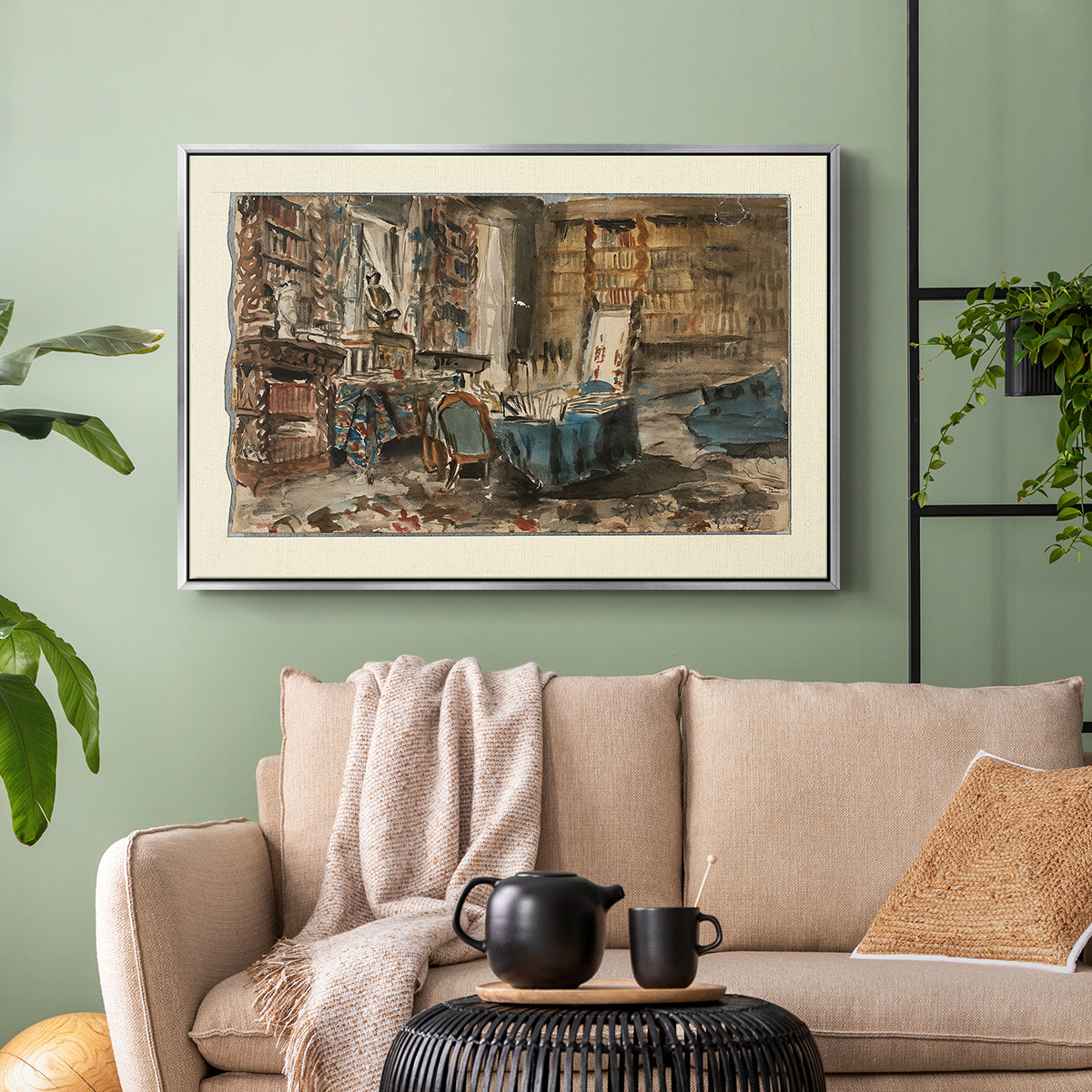 Cabinet de Flaubert à Croisset, 1874 - Floater Framed Canvas Print
