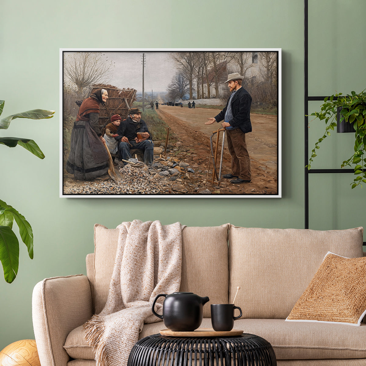 People by a Road, 1893 - Floater Framed Canvas Print