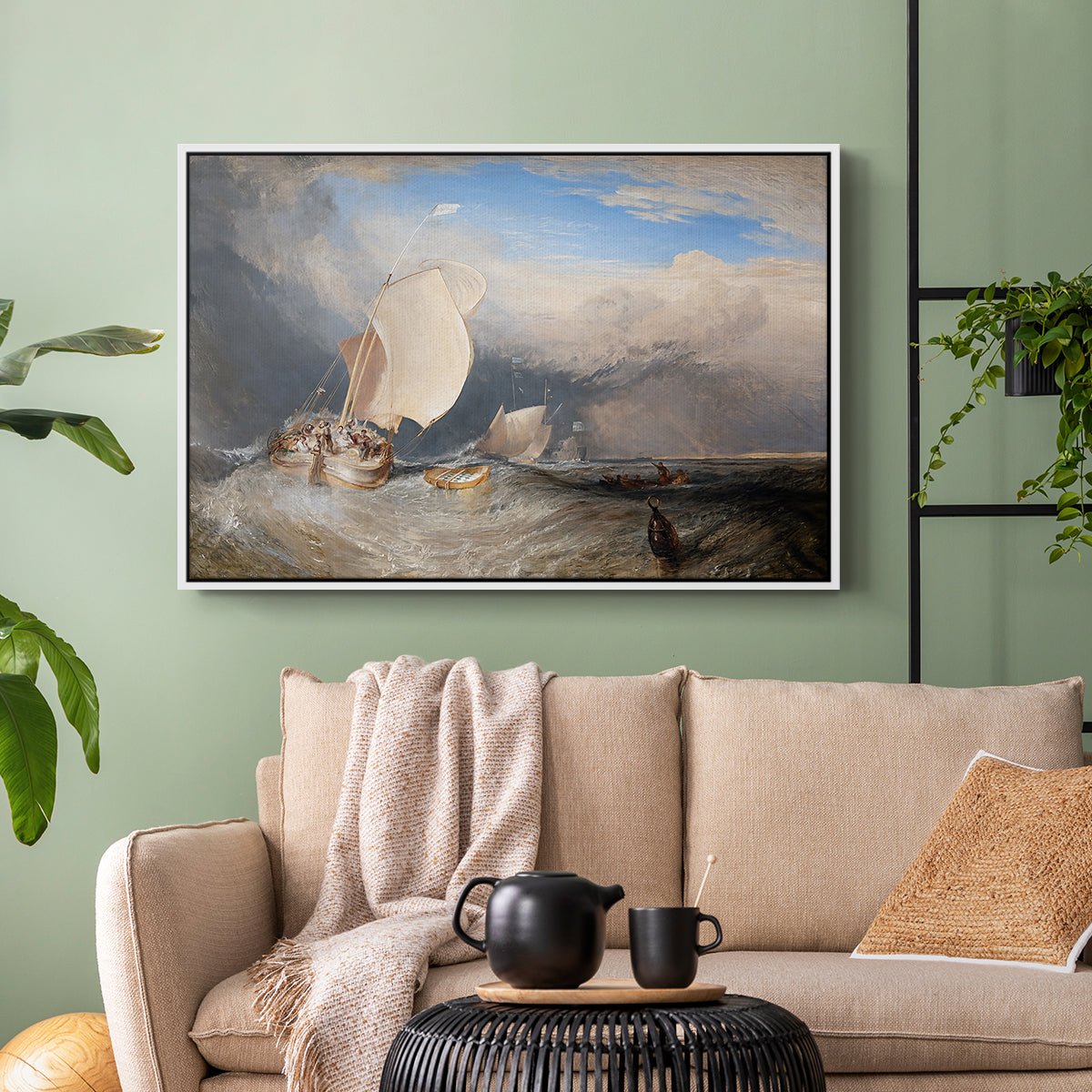 Fishing Boats with Hucksters Bargaining for Fish, 1837-1838 - Floater Framed Canvas Print