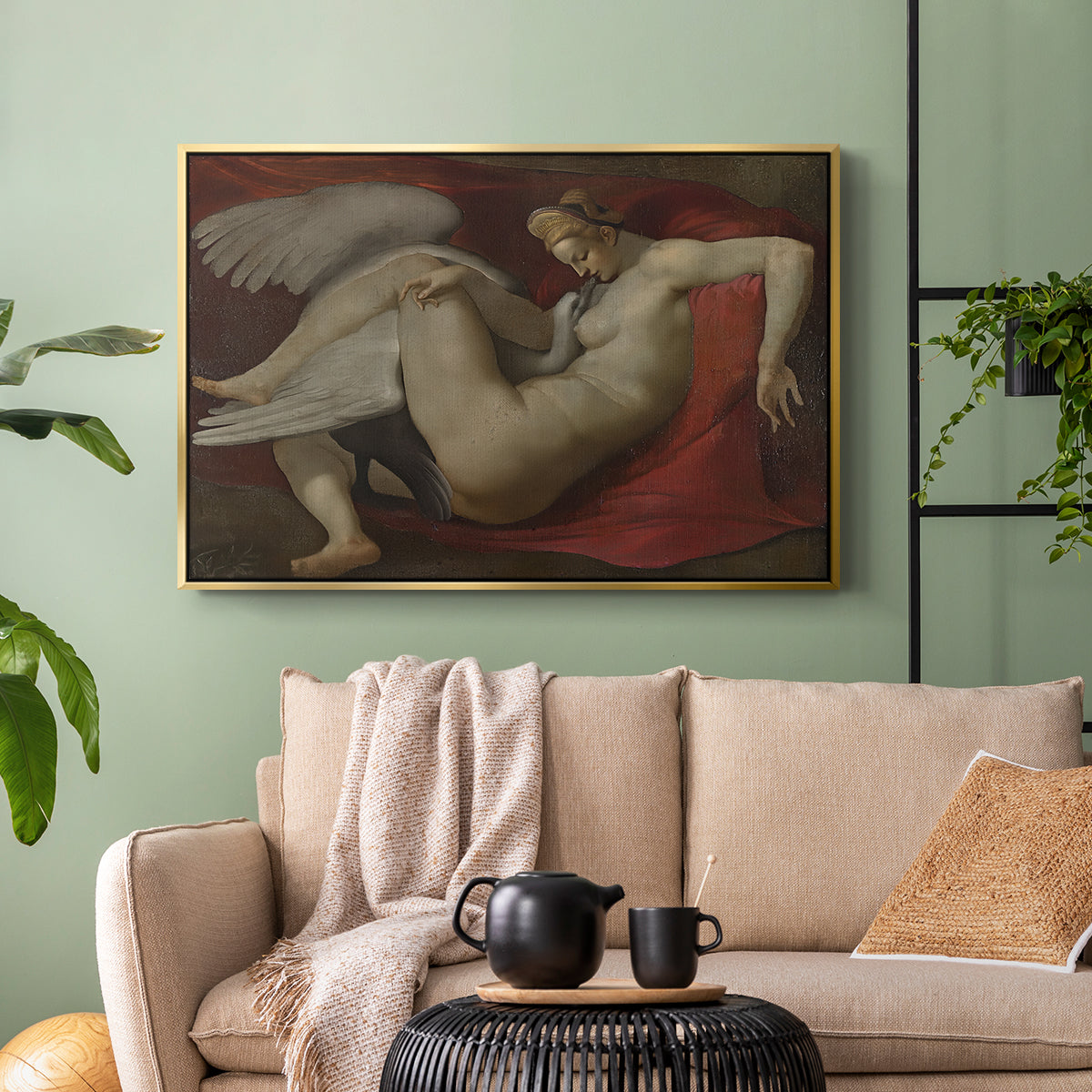 Leda and the Swan (16th-Century Version), c. 1530 - Floater Framed Canvas Print