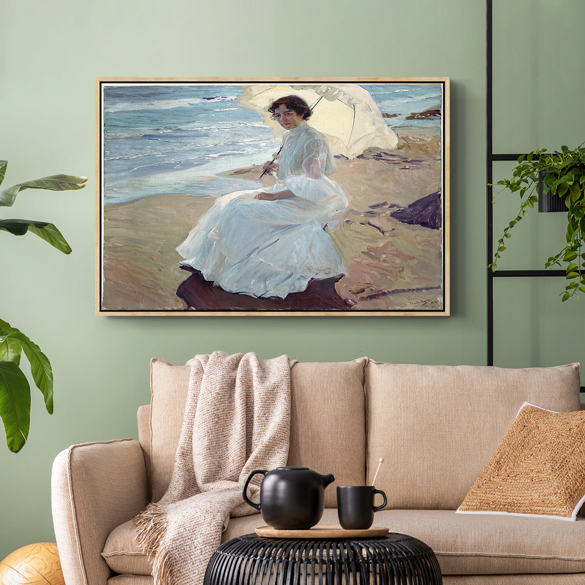Clotilde on the Beach, 1904 - Floater Framed Canvas Print