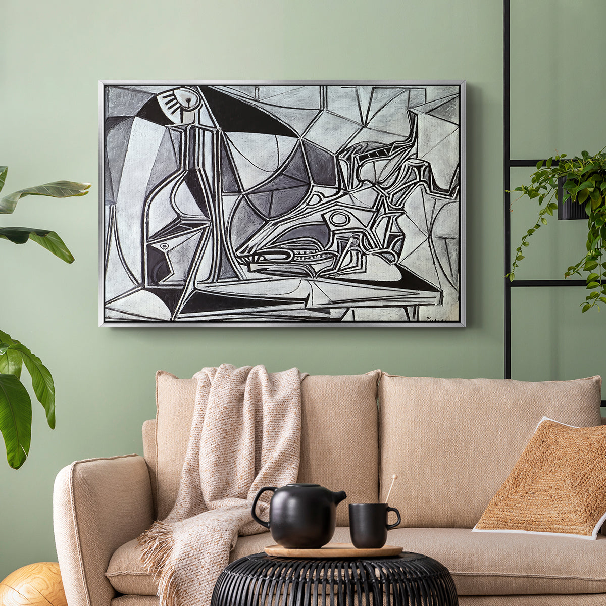 Goat's Skull, Bottle and Candle, 1952 - Floater Framed Canvas Print
