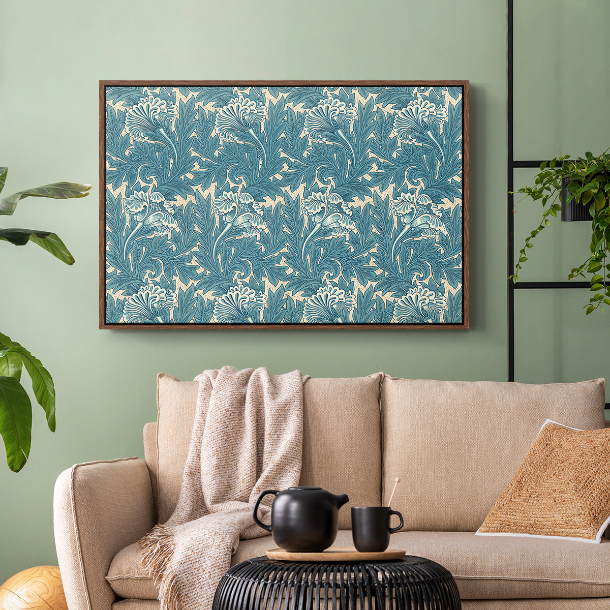Tulip (Teal), 1875 - Floater Framed Canvas Print