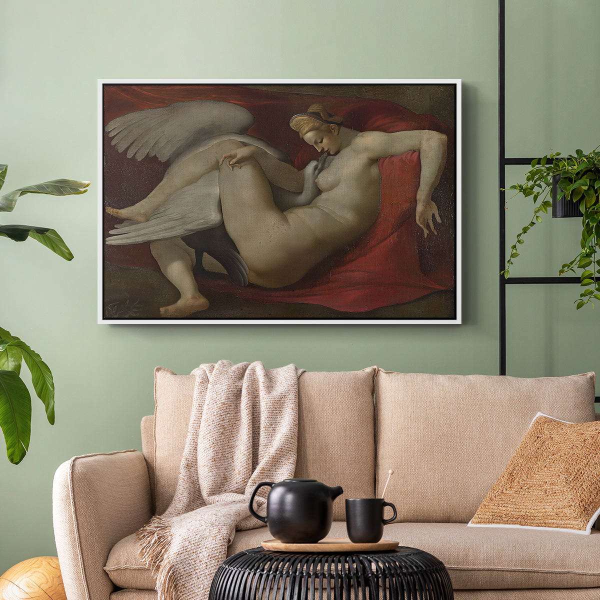 Leda and the Swan (16th-Century Version), c. 1530 - Floater Framed Canvas Print