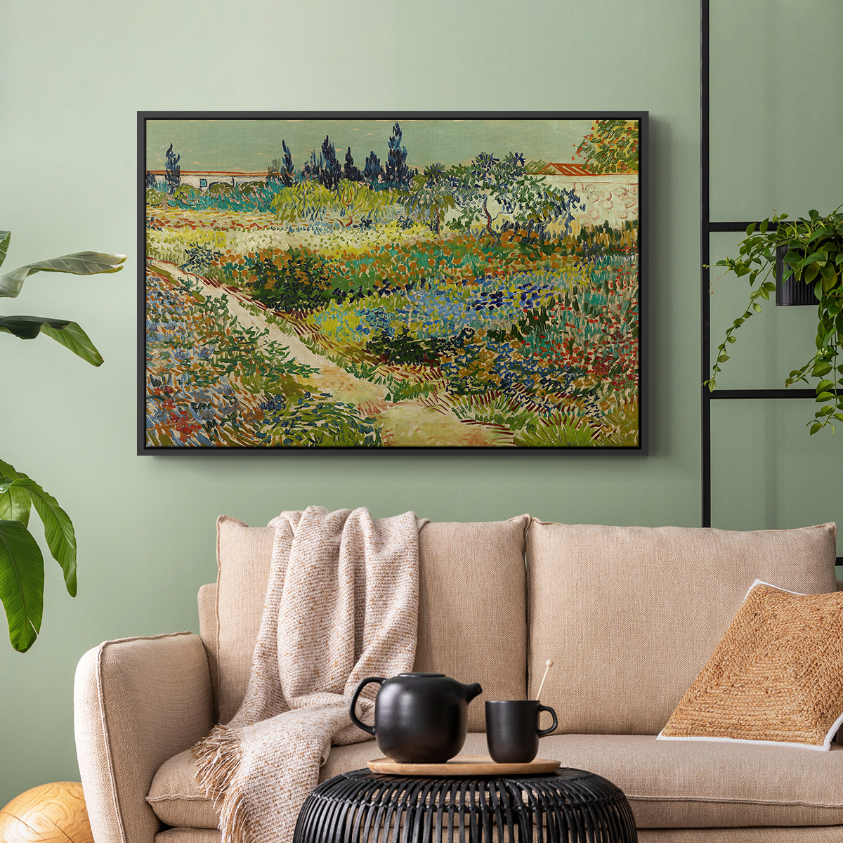 Garden at Arles, 1888 - Floater Framed Canvas Print