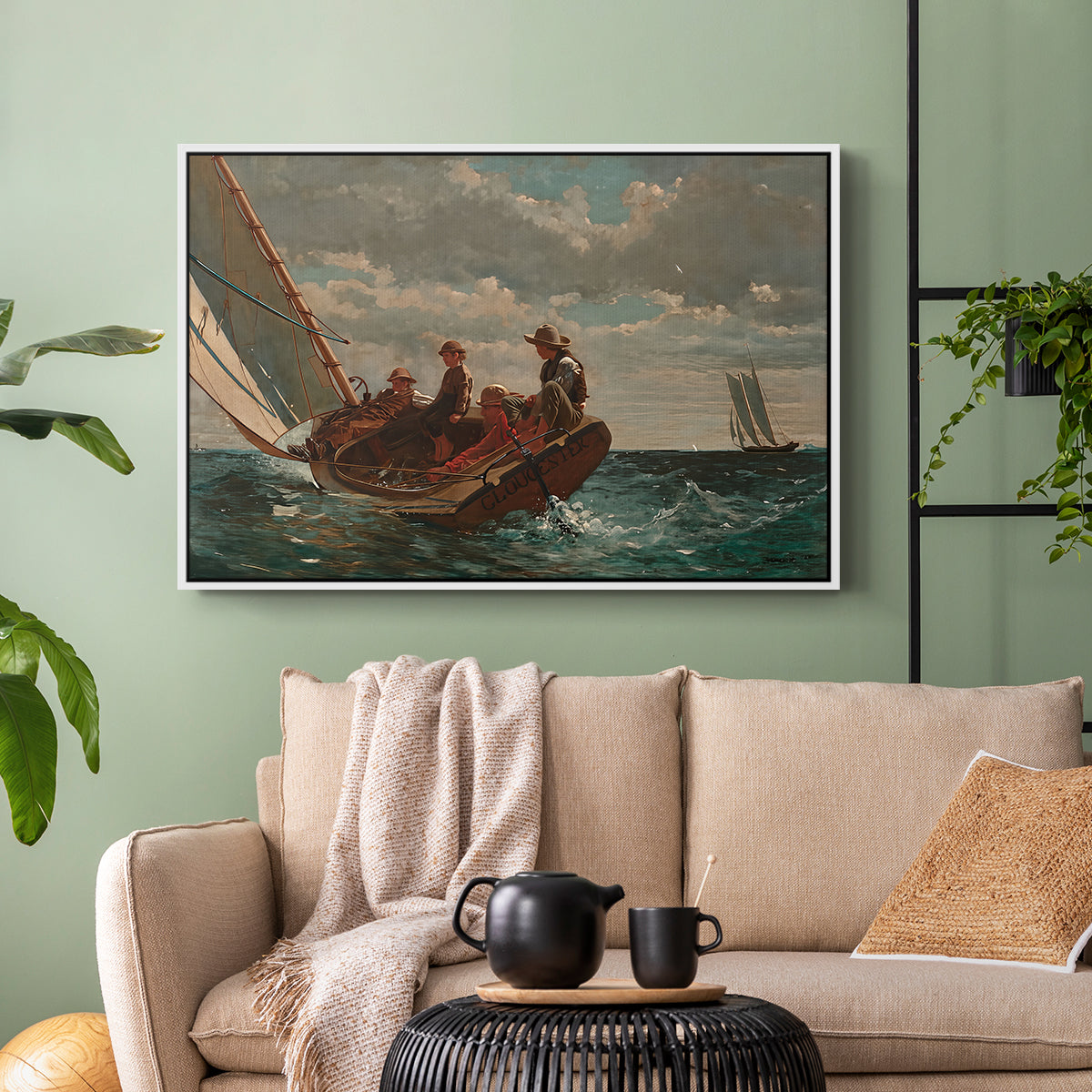Breezing Up (A Fair Wind), 1873-1876 - Floater Framed Canvas Print