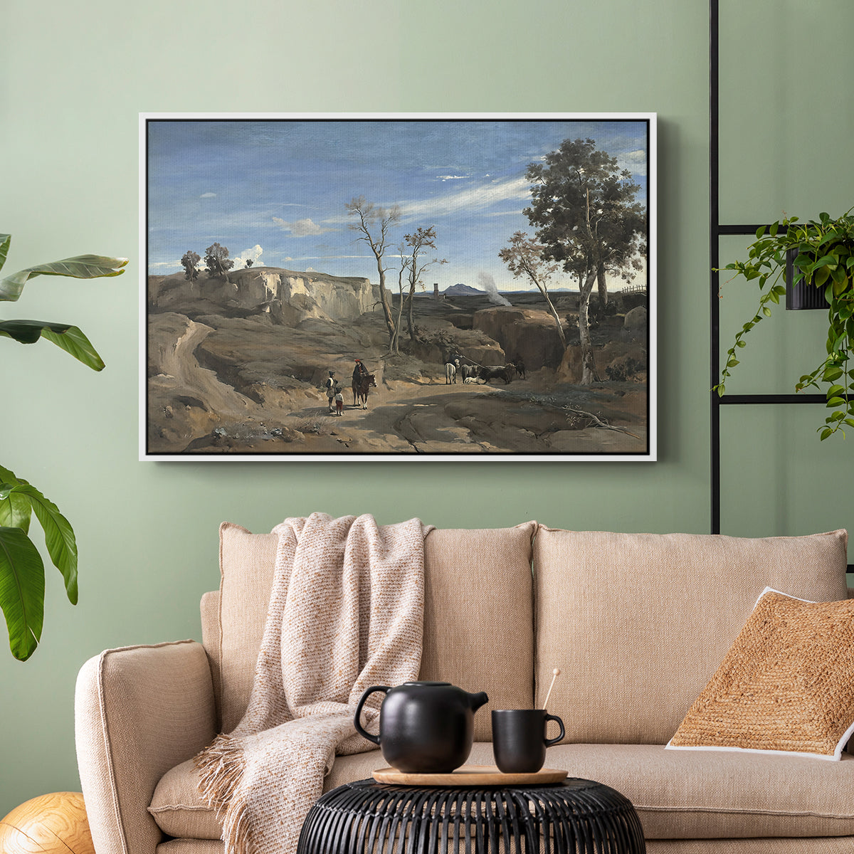 La Cervara, the Roman Campagna, c. 1830-1831 - Floater Framed Canvas Print