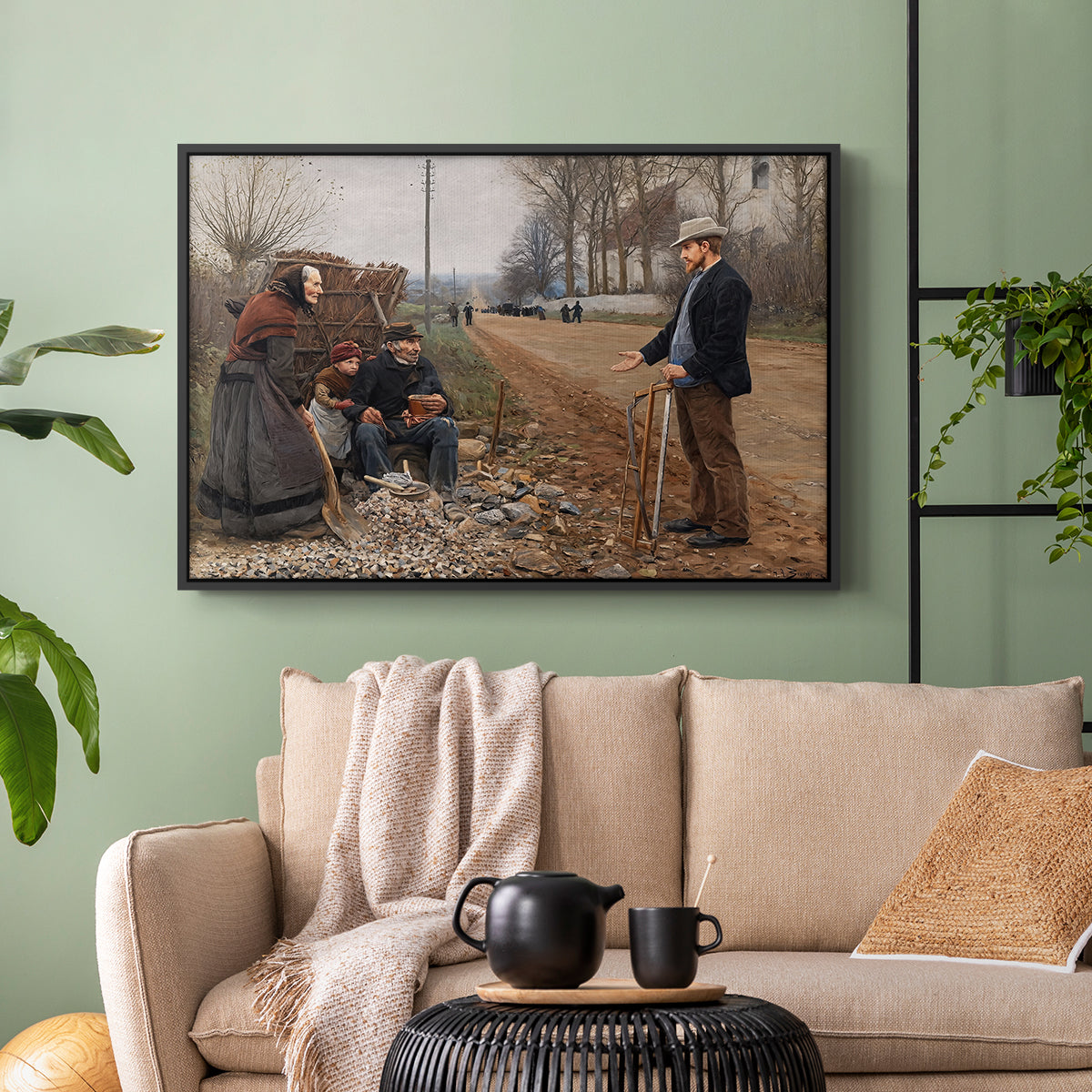 People by a Road, 1893 - Floater Framed Canvas Print