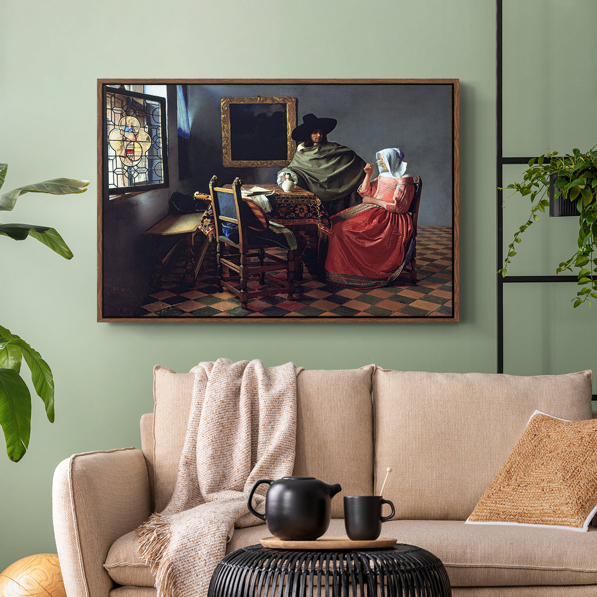 The Glass of Wine, c. 1660 - Floater Framed Canvas Print
