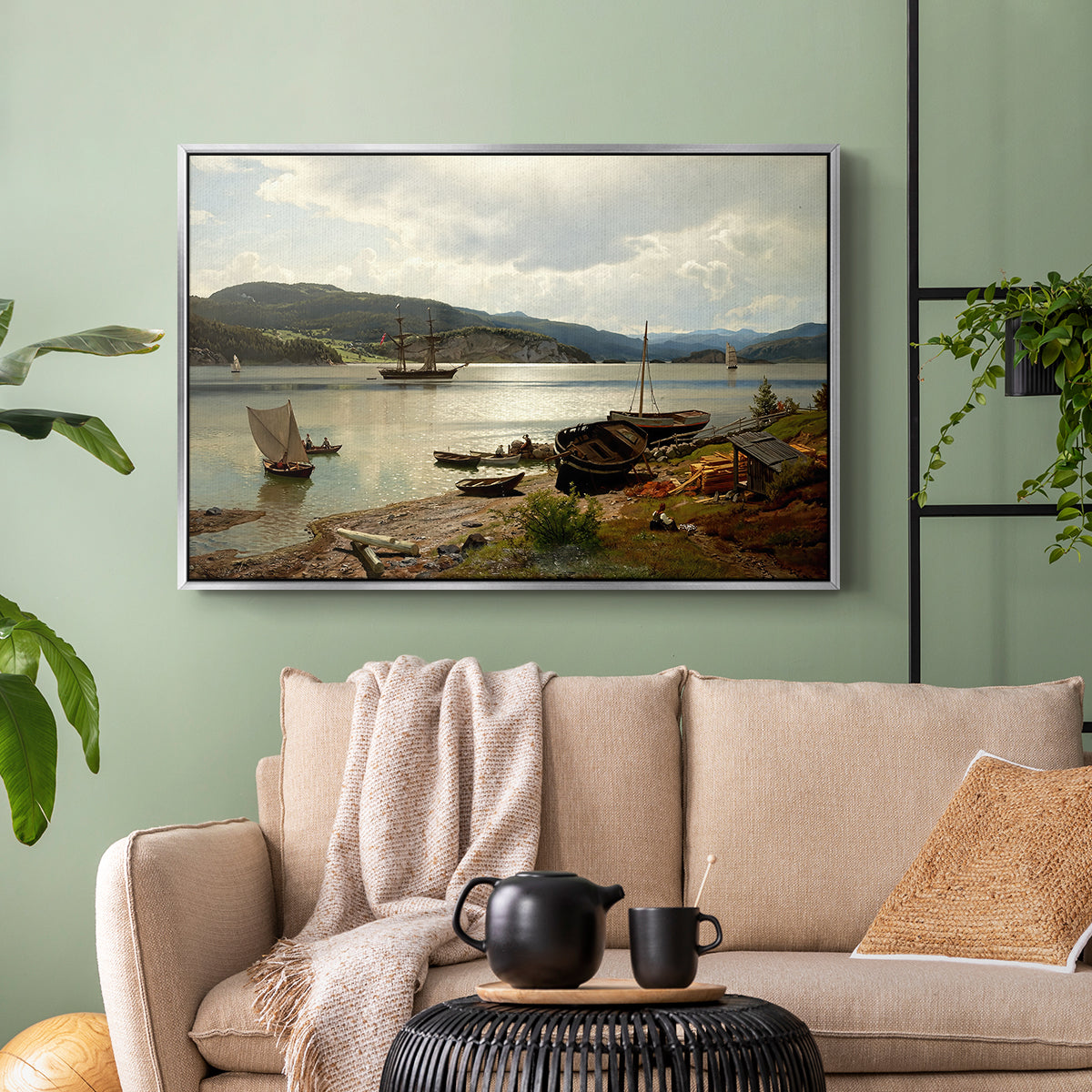 By the Water, 1876 - Floater Framed Canvas Print