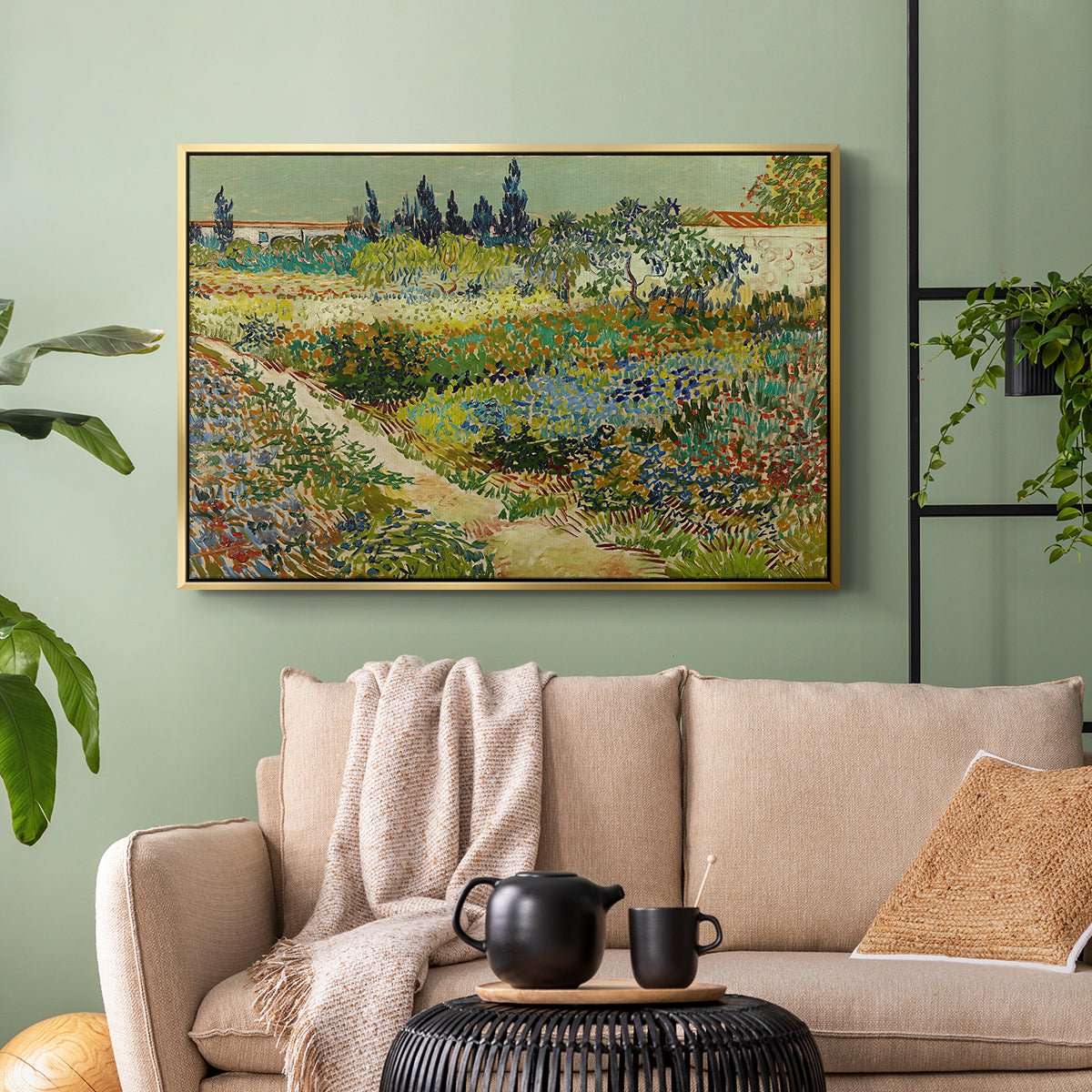 Garden at Arles, 1888 - Floater Framed Canvas Print