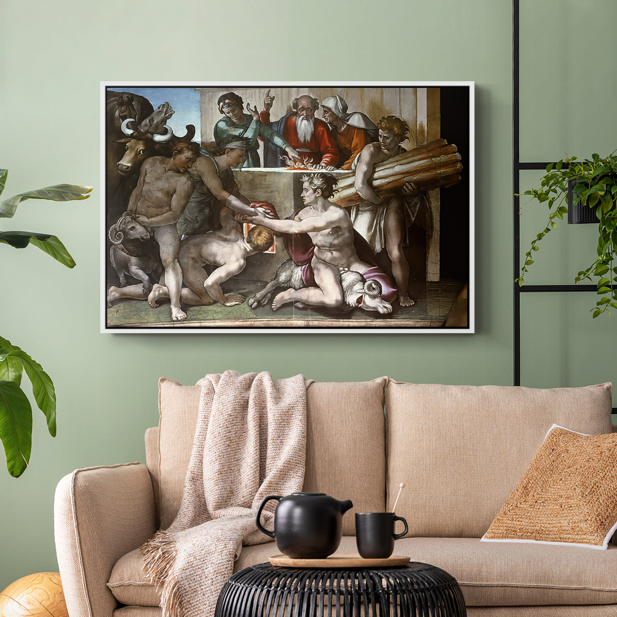 The Sacrifice of Noah (Sistine Chapel), 1509 - Floater Framed Canvas Print