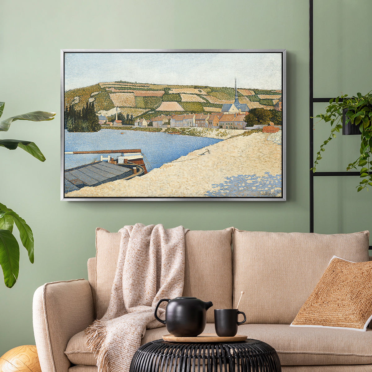 The Riverbank, Les Andelys, 1886 - Floater Framed Canvas Print
