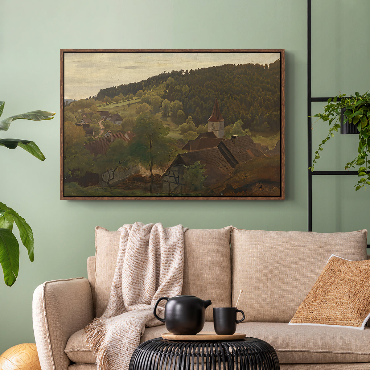 Landscape from Ebersteinburg in Baden, 1876 - Floater Framed Canvas Print