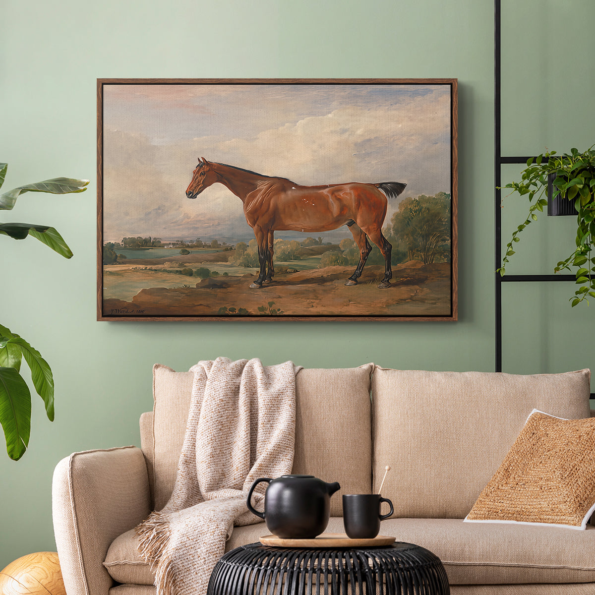 A Hunter in a Landscape, c. 1810 - Floater Framed Canvas Print