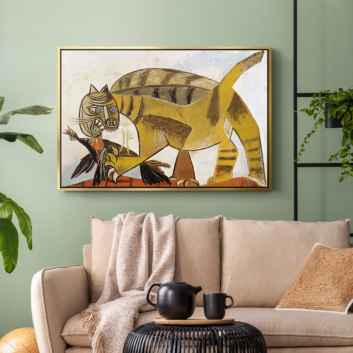 Cat Eating a Bird, 1939 - Floater Framed Canvas Print