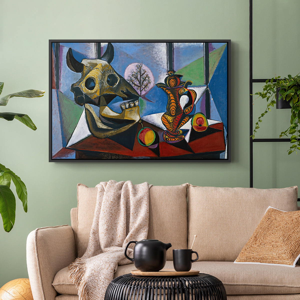 Still Life with Bull's Skull, 1939 - Floater Framed Canvas Print