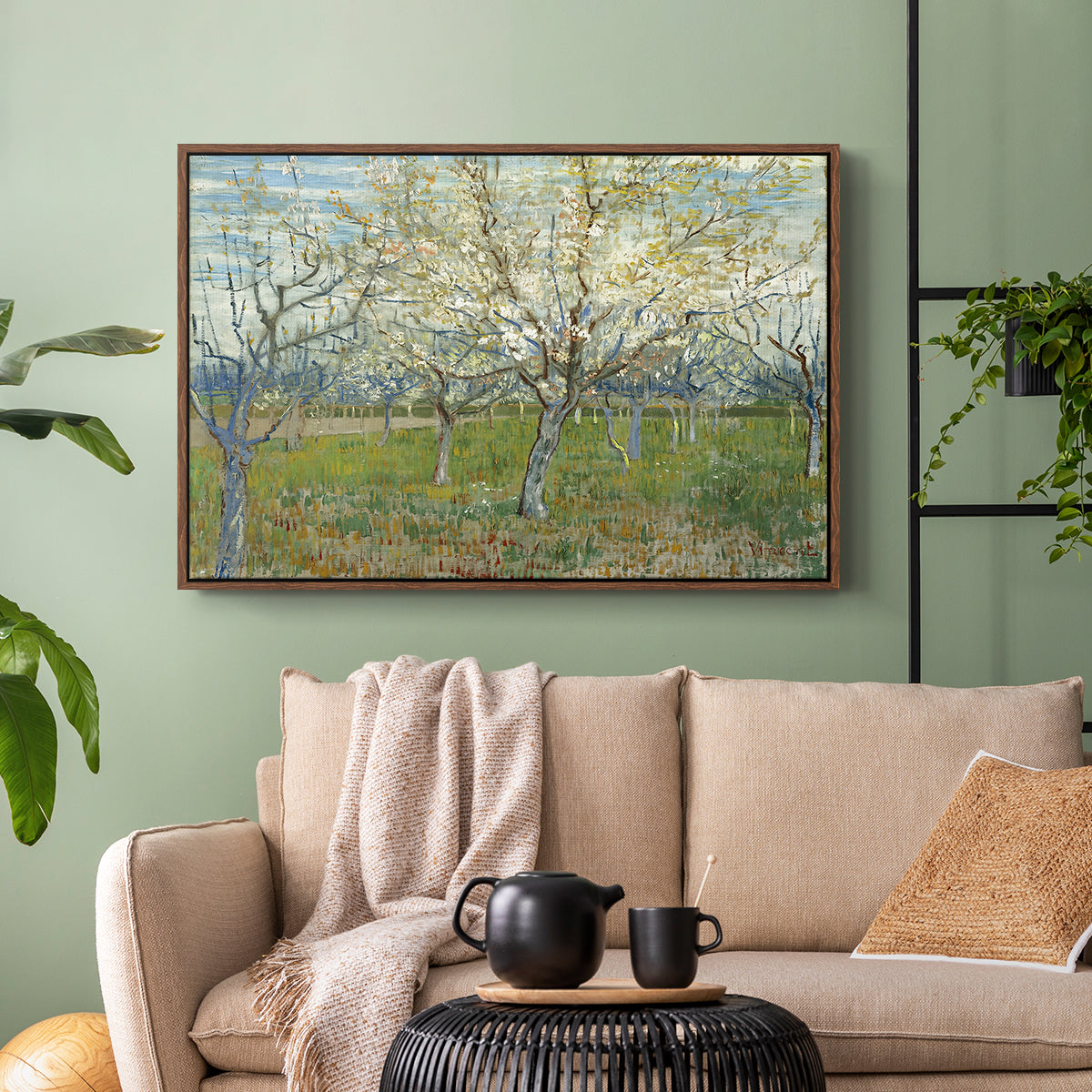 The Pink Orchard, 1888 - Floater Framed Canvas Print