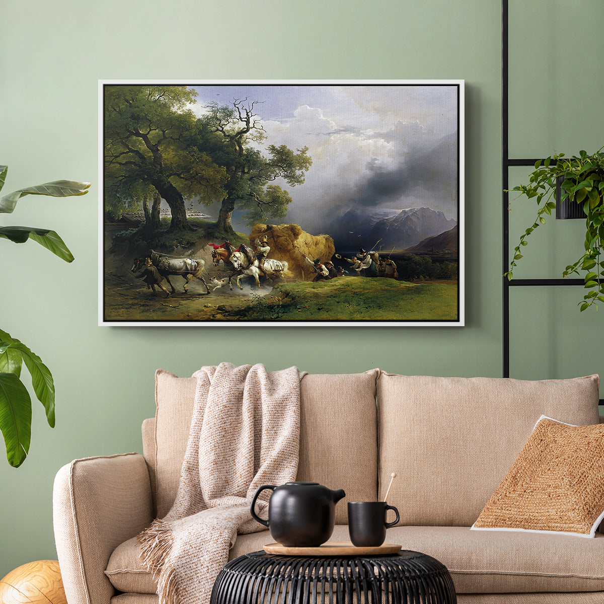 The Harvest Wagon (Der Heuwagen), c. 1850 - Floater Framed Canvas Print