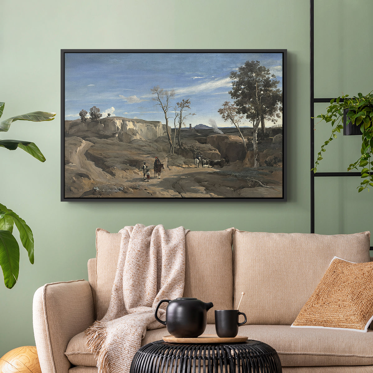 La Cervara, the Roman Campagna, c. 1830-1831 - Floater Framed Canvas Print