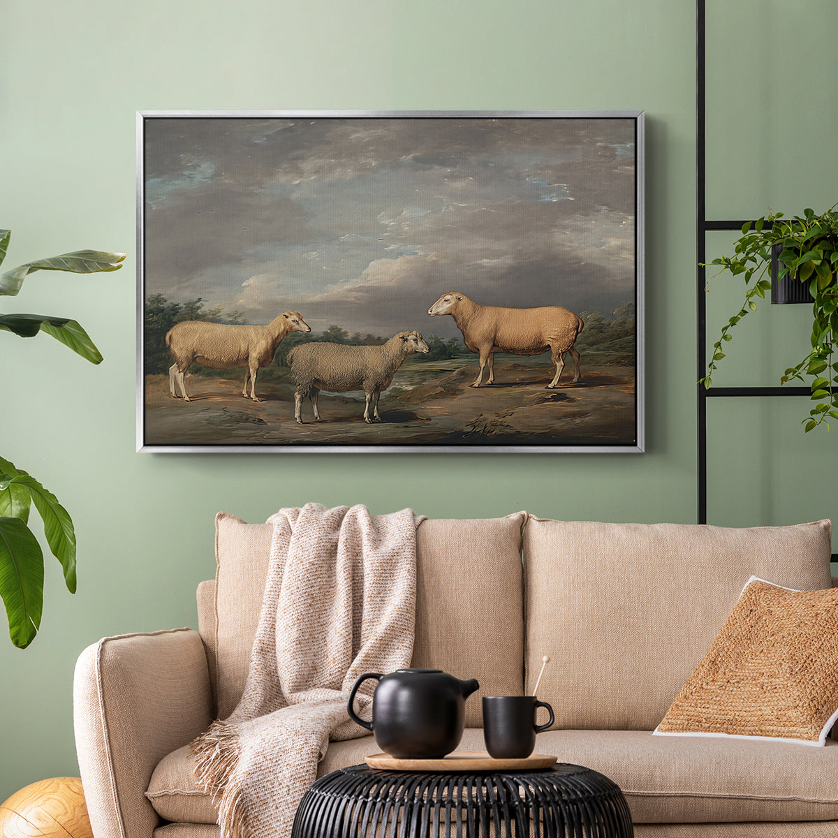Ryelands Sheep, the King's Ram, the King's Ewe and Lord Somerville's Wether, c. 1801-1807 - Floater Framed Canvas Print
