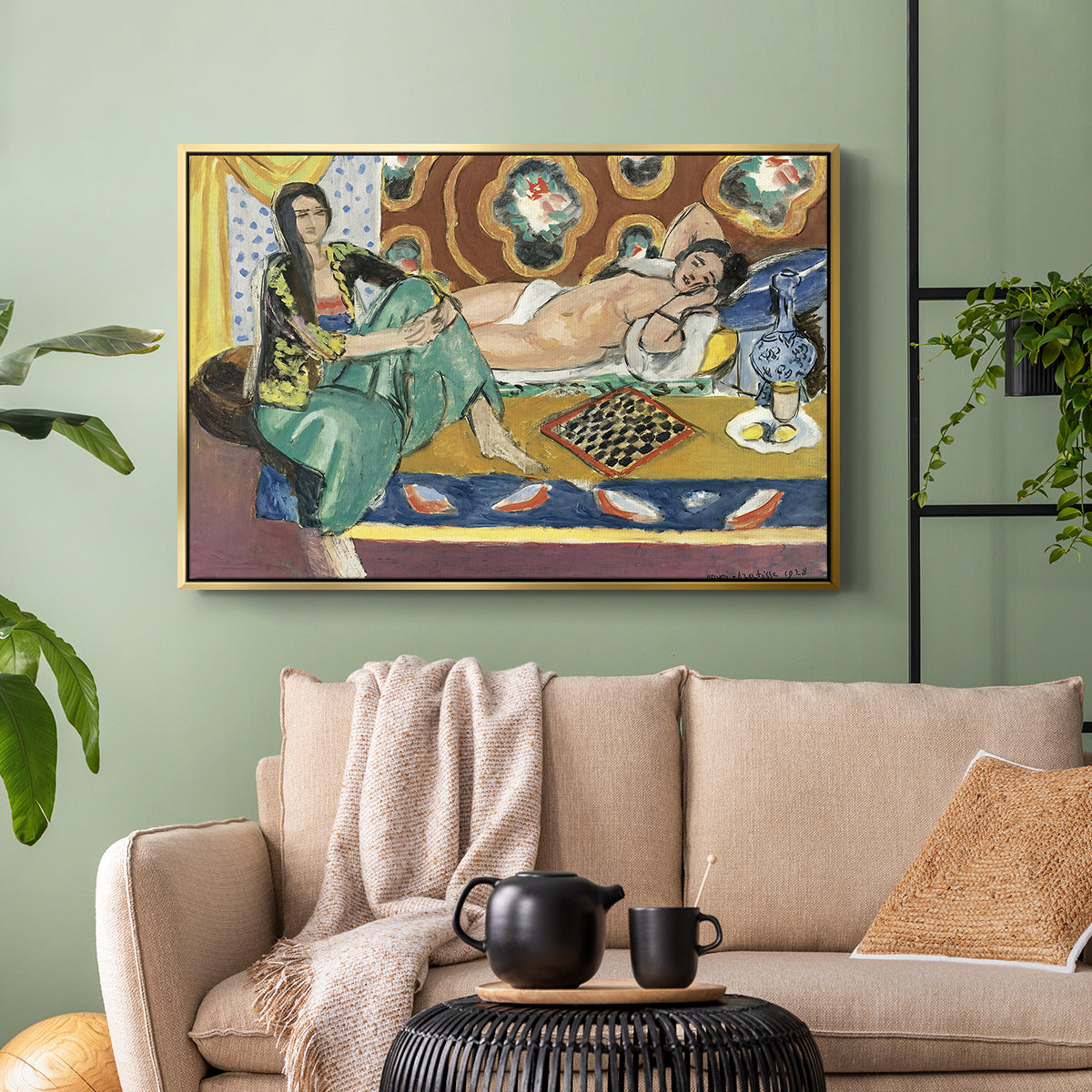 Odalisques Playing Checkers (Odalisques jouant aux dames), 1928 - Floater Framed Canvas Print