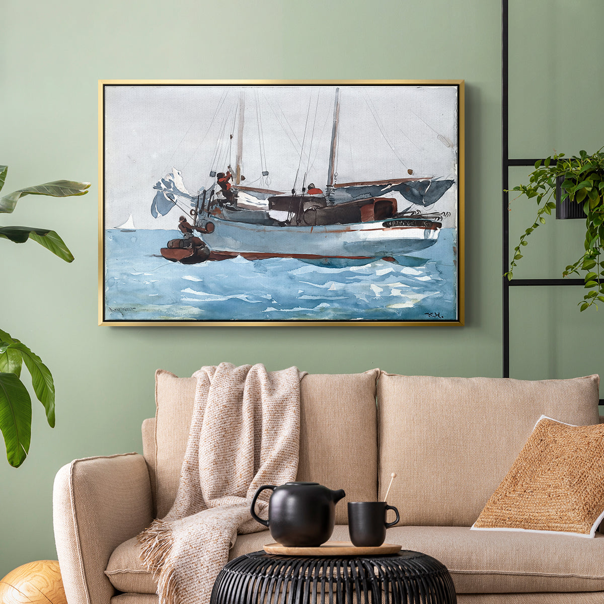 Taking on Wet Provisions, 1903 - Floater Framed Canvas Print