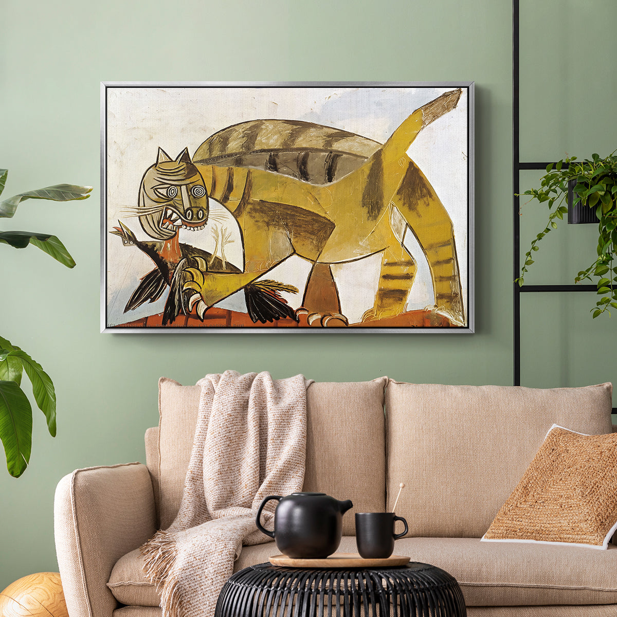Cat Eating a Bird, 1939 - Floater Framed Canvas Print