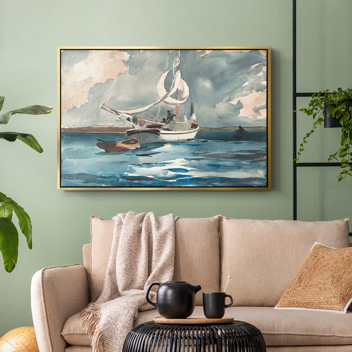 Sloop, Nassau, 1899 - Floater Framed Canvas Print