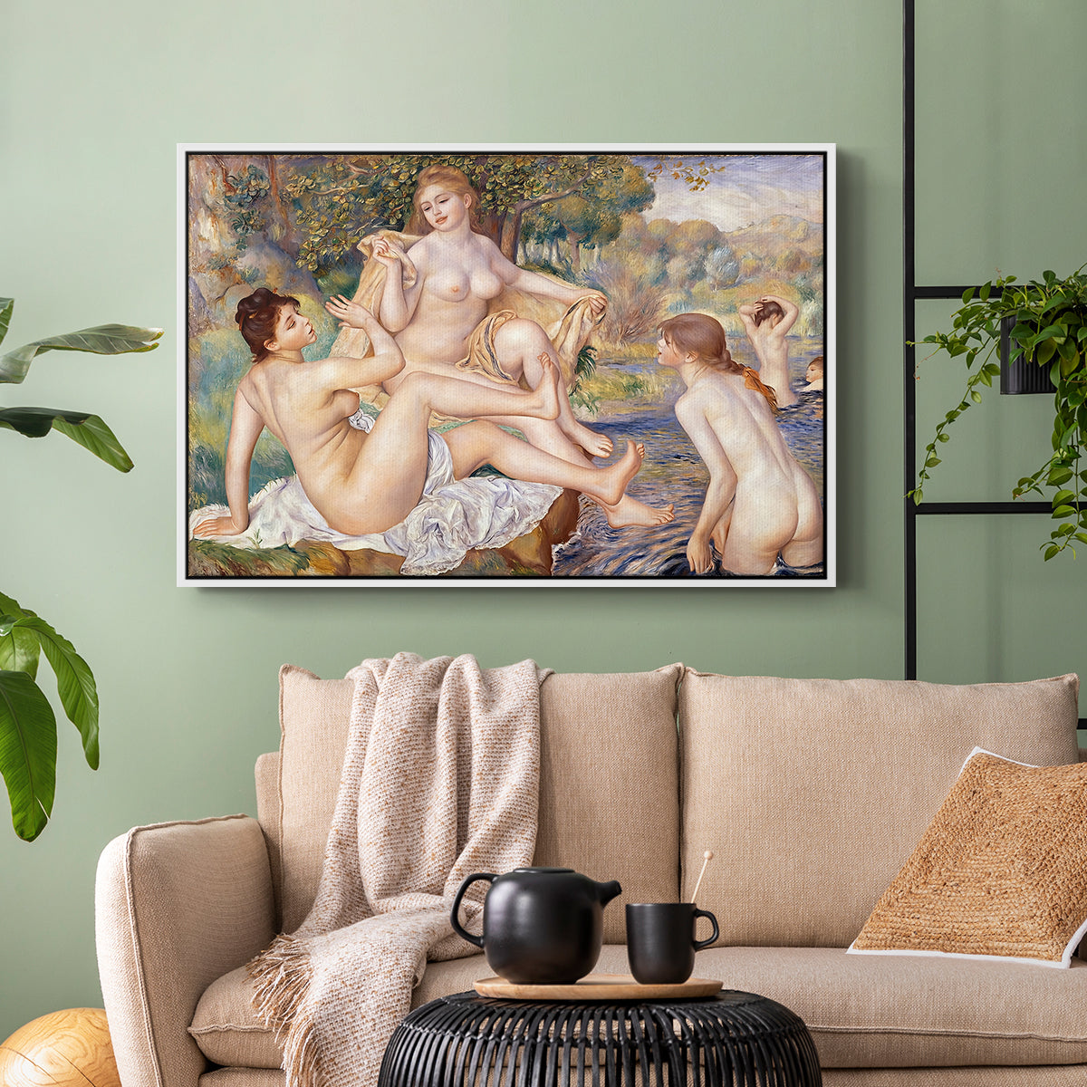 The Large Bathers, 1884-1887 - Floater Framed Canvas Print