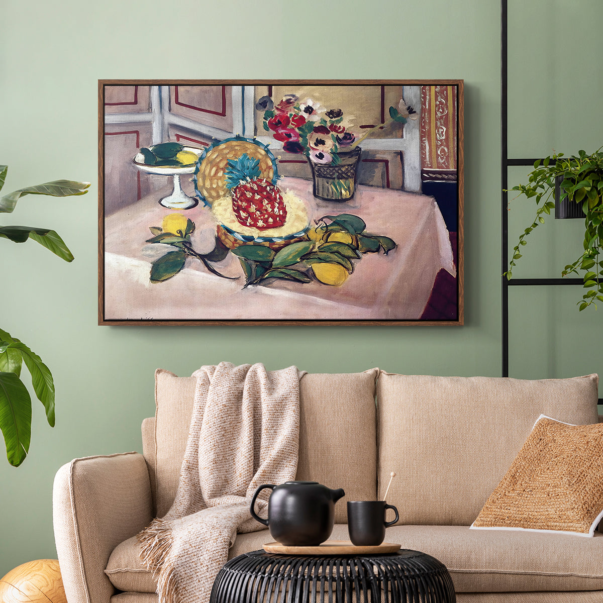 Still Life with Pineapple and Lemons, 1925 - Floater Framed Canvas Print