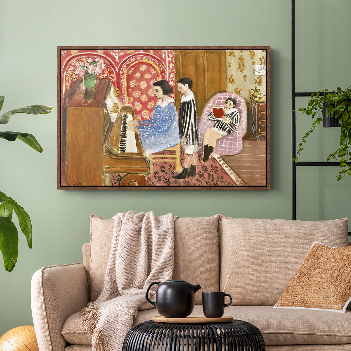 The Piano Lesson, 1923 - Floater Framed Canvas Print
