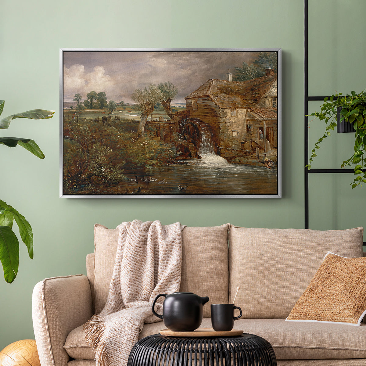 Parham Mill, Gillingham, 1826 - Floater Framed Canvas Print