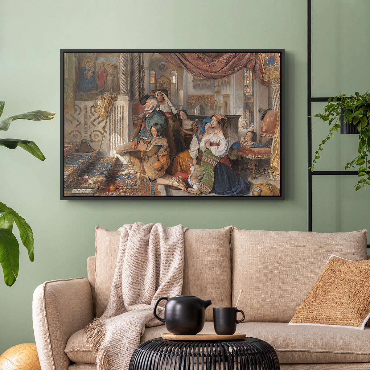 Roman Pilgrims, 1854 - Floater Framed Canvas Print