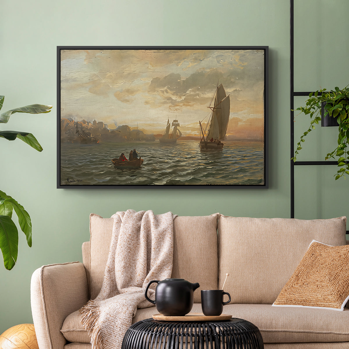 View from the Oslofjord, 1866 - Floater Framed Canvas Print