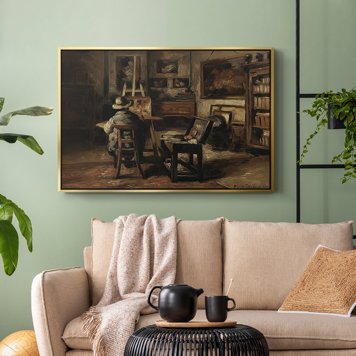 The Studio of Ferdinand De Braekeleer I, Father of the Painter, c. 1873-1885 - Floater Framed Canvas Print