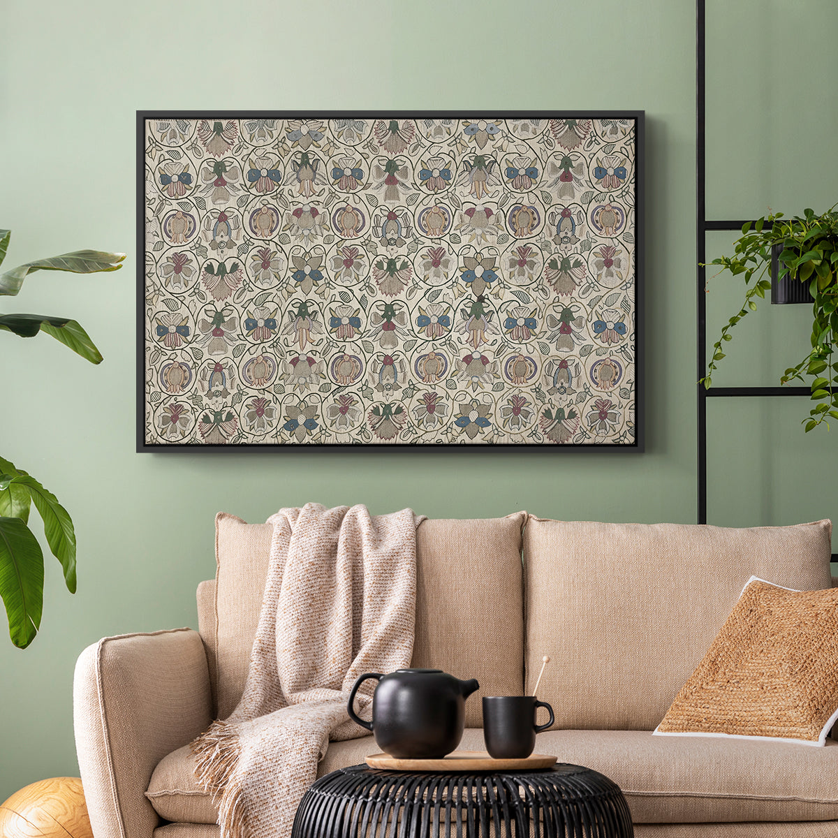 Long Cushion Cover (Printed Textile), c. 1600 - Floater Framed Canvas Print
