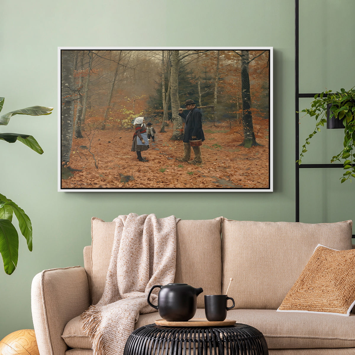 The Woodman and his Children, 1886 - Floater Framed Canvas Print