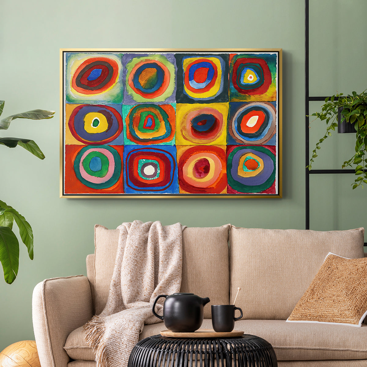 Color Study: Squares with Concentric Circles, 1913 - Floater Framed Canvas Print