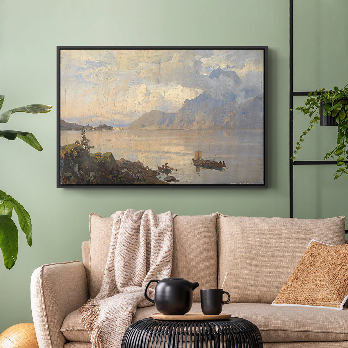 Traunsee, 1871 - Floater Framed Canvas Print