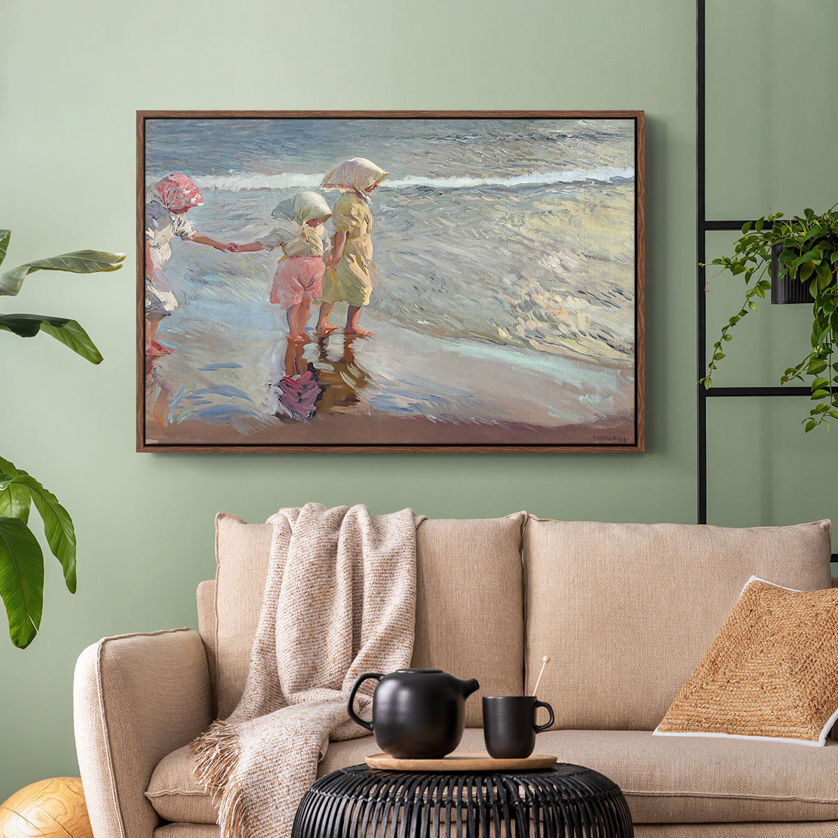 The Three Sisters on the Beach, 1908 - Floater Framed Canvas Print