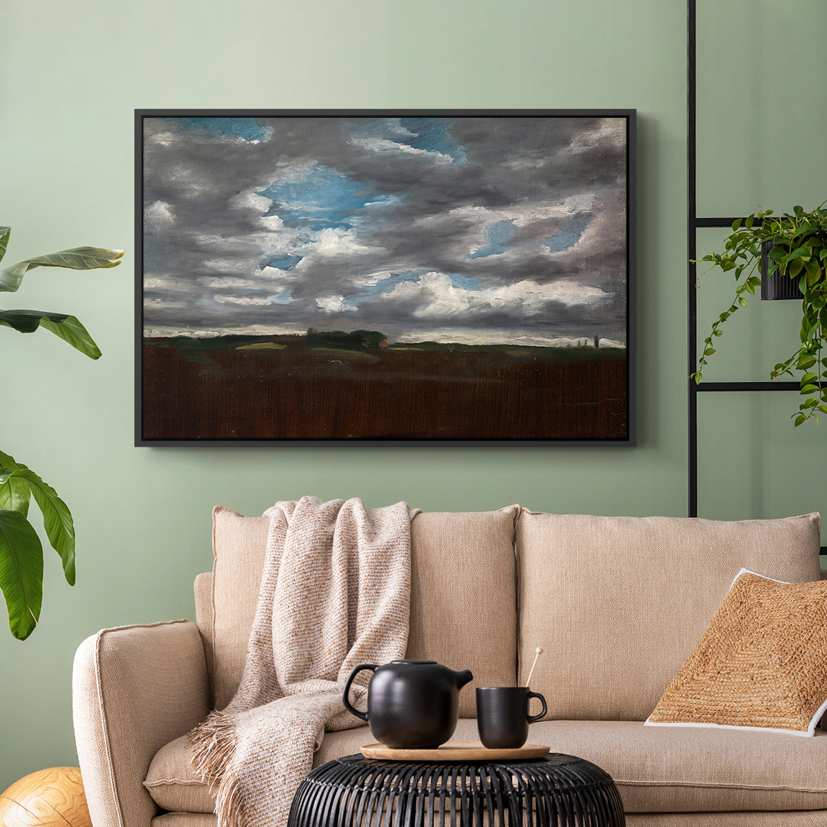 Extensive Landscape with Grey Clouds, c. 1821-1822 - Floater Framed Canvas Print