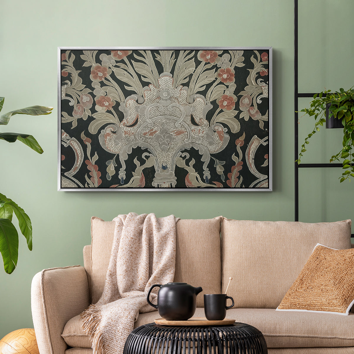Hanging (Printed Textile), c. 18th Century - Floater Framed Canvas Print