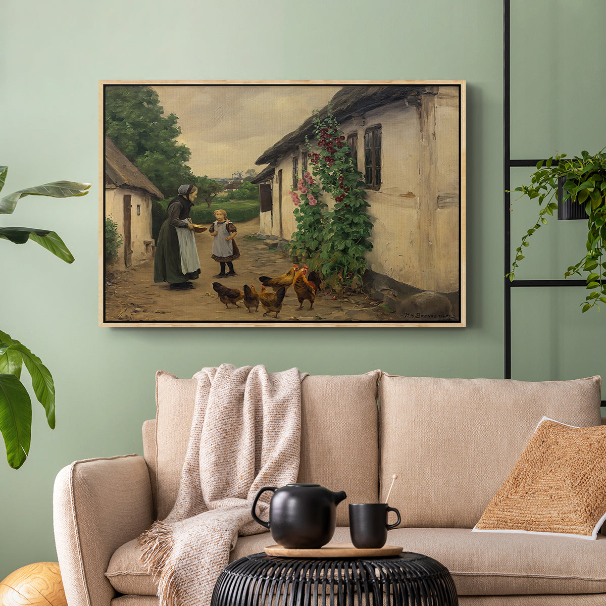 Visit to Grandmother, 1914 - Floater Framed Canvas Print